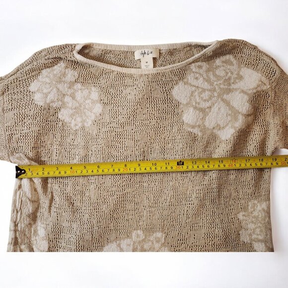 Style & Co Floral Knit Sweater M – Boho Layered Hem Beige Pullover Top - Picture 6 of 10